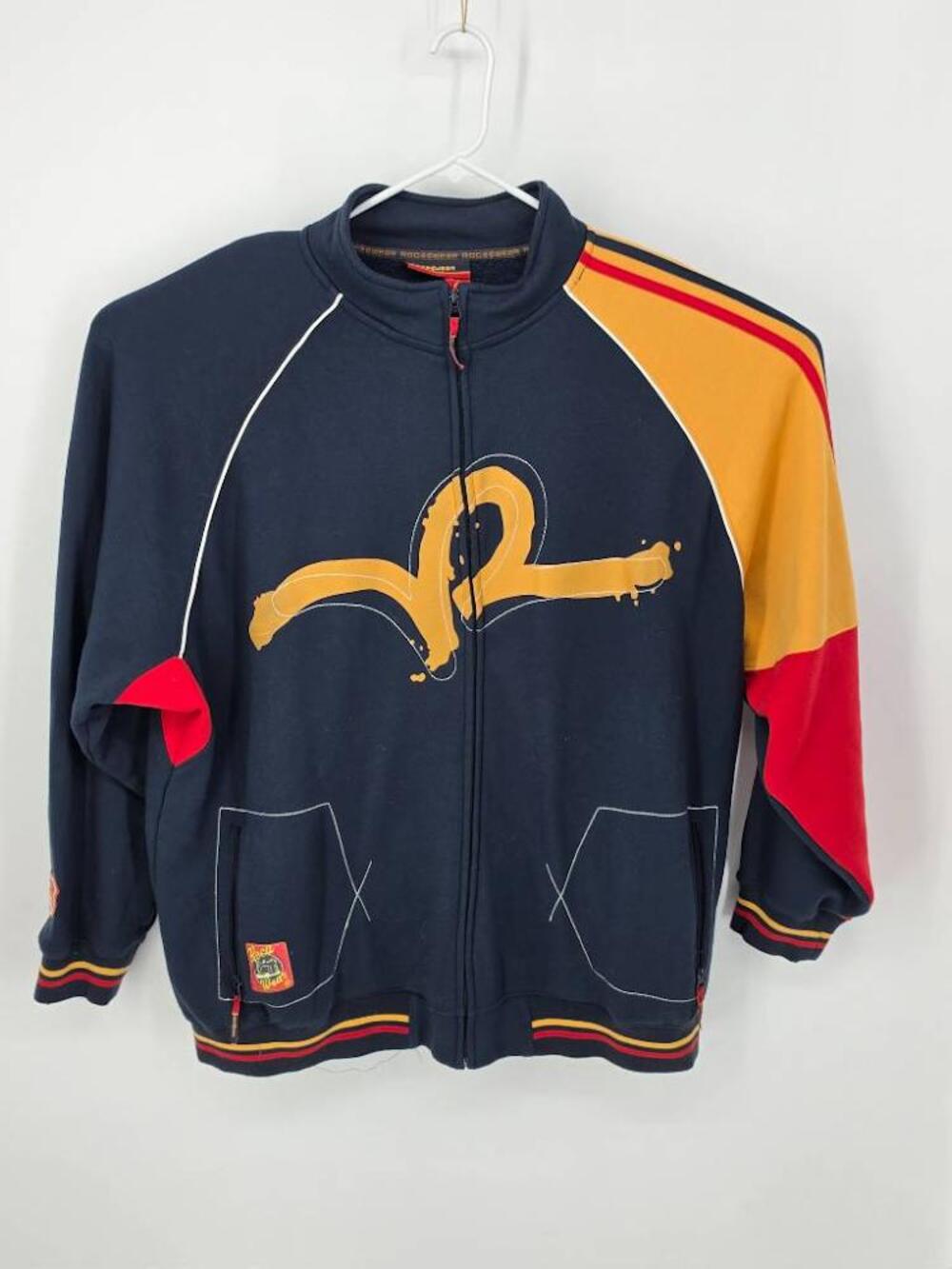 Vintage Rocawear Mens 3XL Colorblock Track Jacket Navy Hip Hop Streetwear Y2K